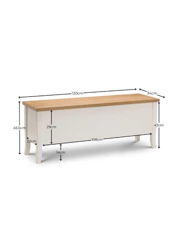 Davenport 2 Seater Storage Bench - Ivory/Oak Effect - Image 8