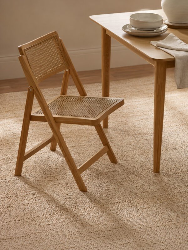 Elodie Folding Rattan Chair (Set of 2) - Natural Solid Ash - Image 2