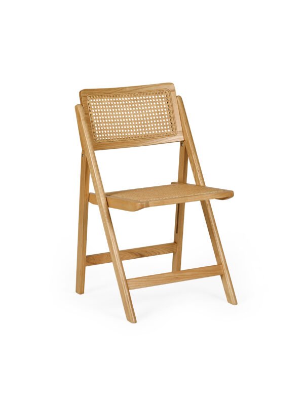 Elodie Folding Rattan Chair (Set of 2) - Natural Solid Ash - Image 3