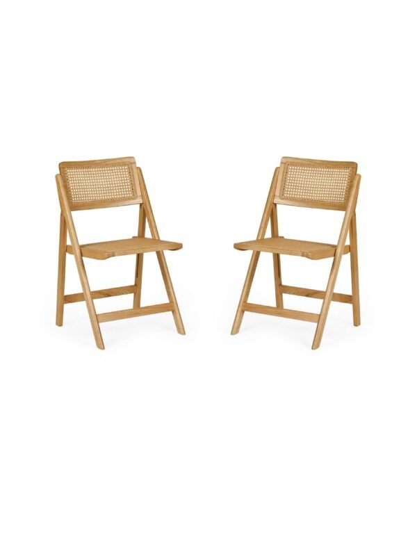 Elodie Folding Rattan Chair (Set of 2) - Natural Solid Ash - Image 4