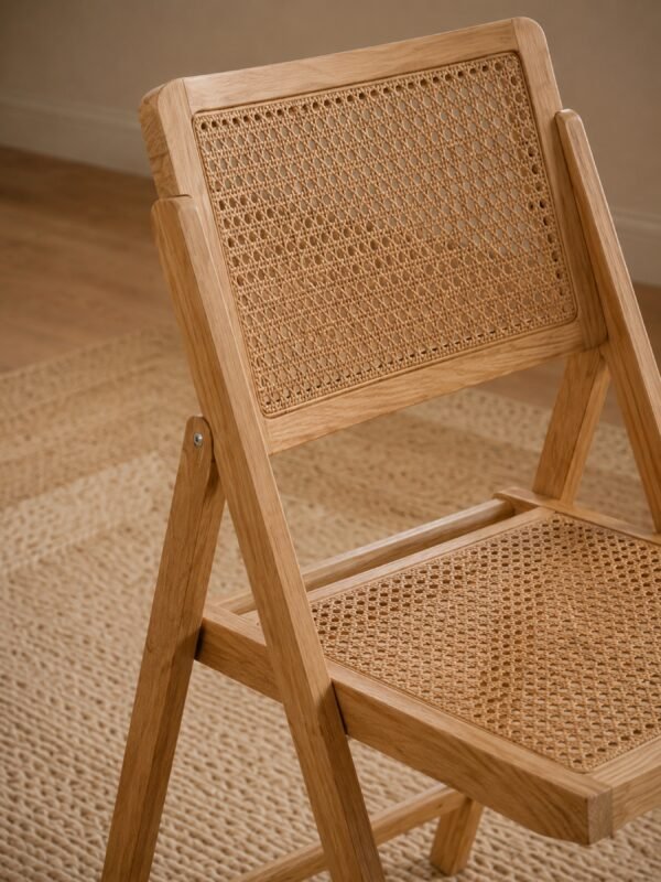Elodie Folding Rattan Chair (Set of 2) - Natural Solid Ash - Image 6