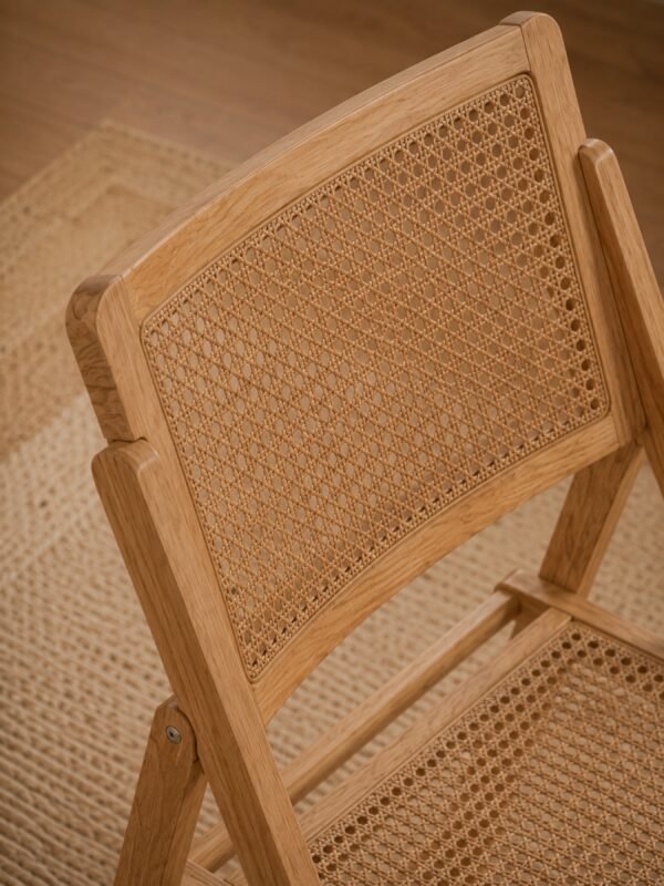 Elodie Folding Rattan Chair (Set of 2) - Natural Solid Ash - Image 8
