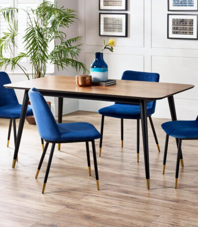 Findlay Rectangular Dining Table – Walnut & Black