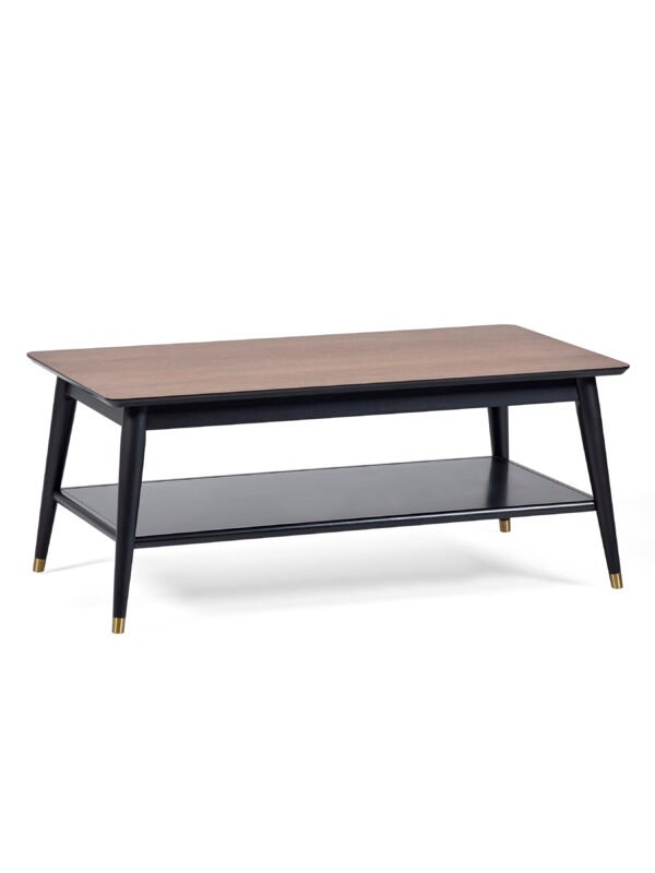 Findlay Coffee Table With Shelf - Walnut & Black - Image 2