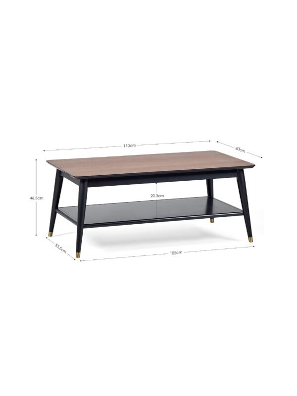Findlay Coffee Table With Shelf - Walnut & Black - Image 4