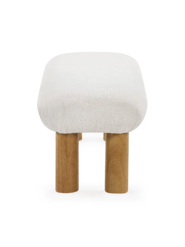 Freya White Boucle Upholstered Low Bench with Solid Wood Legs - Image 10