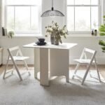 Gatan 2 Seater Compact Drop Leaf Dining Set with Folding Chairs