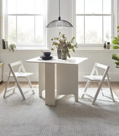 Gatan 2 Seater Compact Drop Leaf Dining Set with Folding Chairs