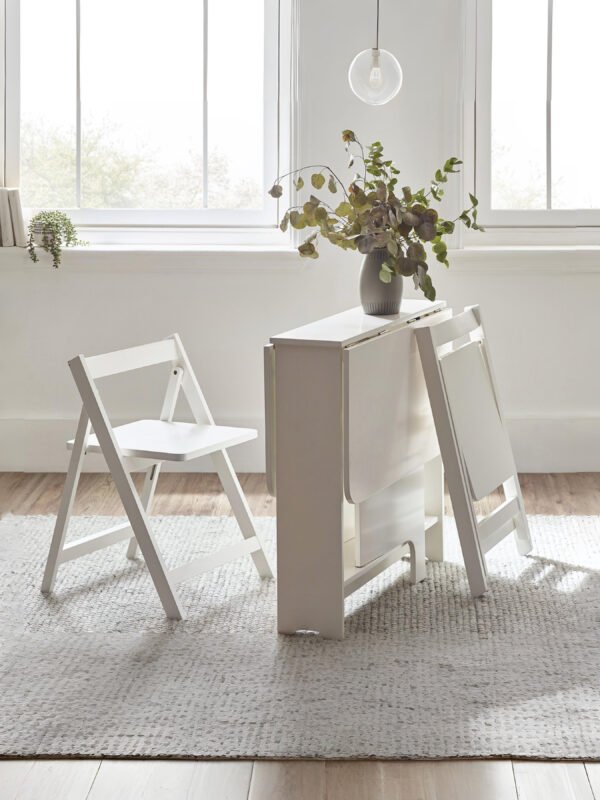 Gatan 2 Seater Compact Drop Leaf Dining Set with Folding Chairs - Image 2