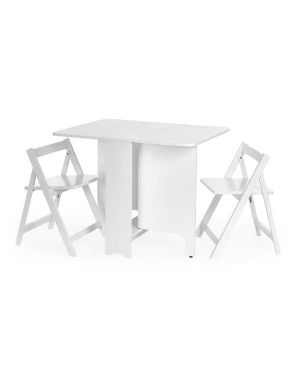 Gatan 2 Seater Compact Drop Leaf Dining Set with Folding Chairs - Image 3