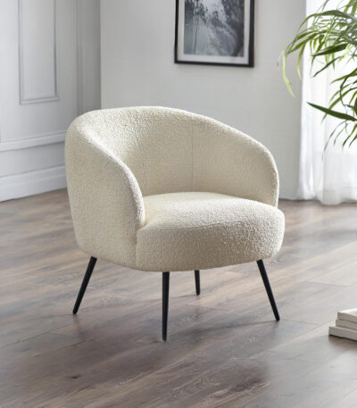 Gigi Boucle Accent Chair – Ivory