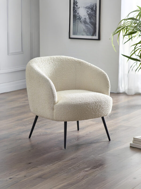 Gigi Boucle Accent Chair - Ivory