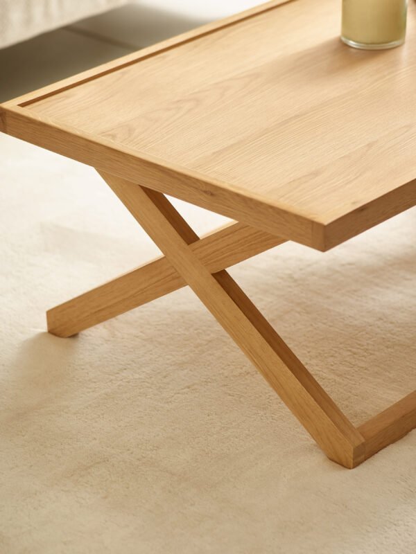 Haddon Rectangular Coffee Table with Cross Leg Base - Image 4