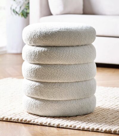 Hailey Ivory Bouclé Upholstered 40cm Storage Stool