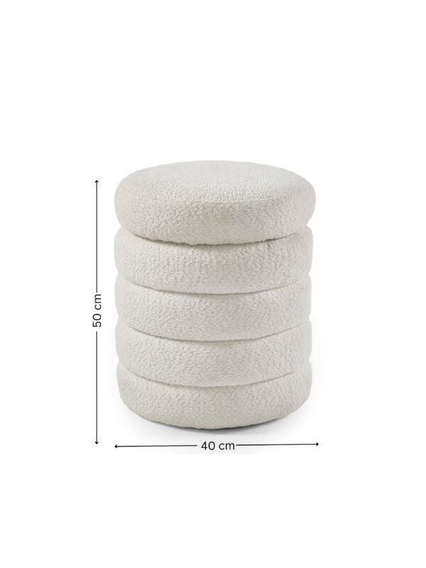 Hailey Ivory Bouclé Upholstered 40cm Storage Stool - Image 13