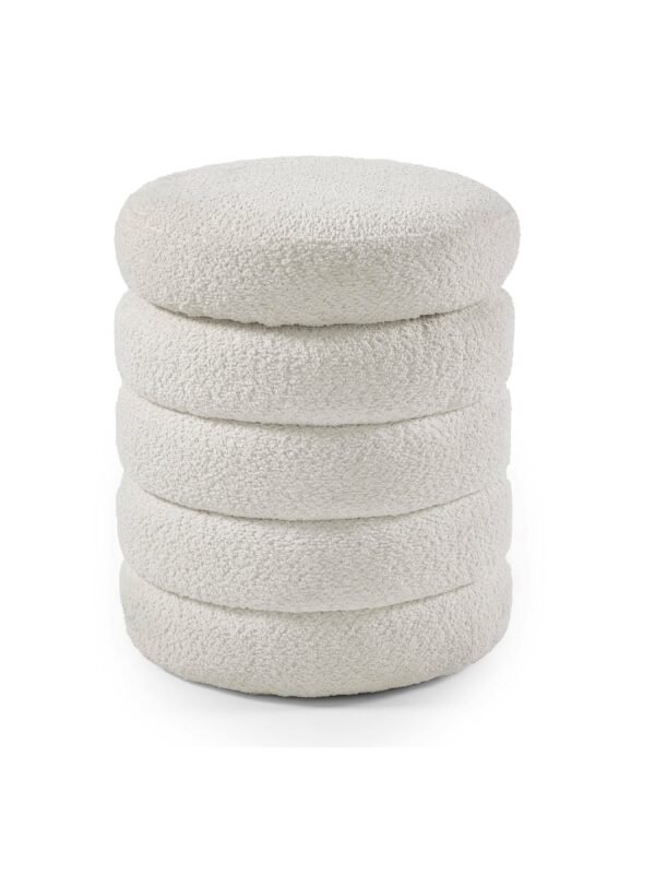 Hailey Ivory Bouclé Upholstered 40cm Storage Stool - Image 3