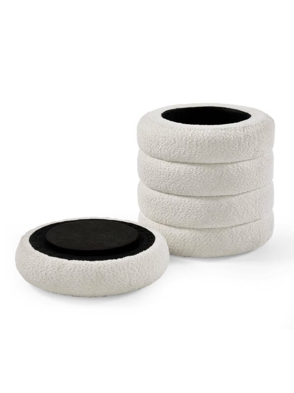 Hailey Ivory Bouclé Upholstered 40cm Storage Stool - Image 4