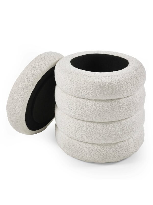 Hailey Ivory Bouclé Upholstered 40cm Storage Stool - Image 5