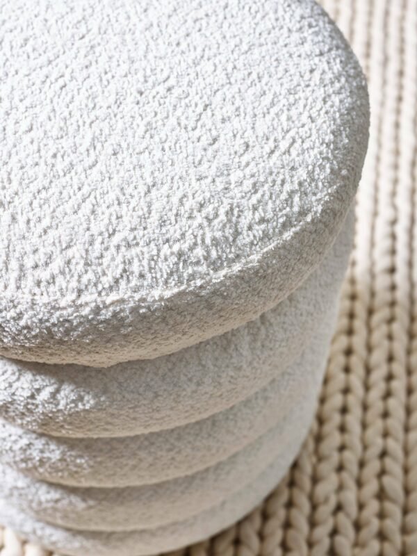 Hailey Ivory Bouclé Upholstered 40cm Storage Stool - Image 7