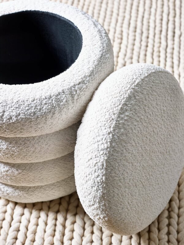 Hailey Ivory Bouclé Upholstered 40cm Storage Stool - Image 8