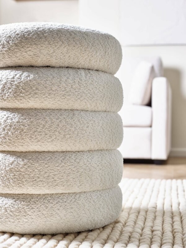 Hailey Ivory Bouclé Upholstered 40cm Storage Stool - Image 9
