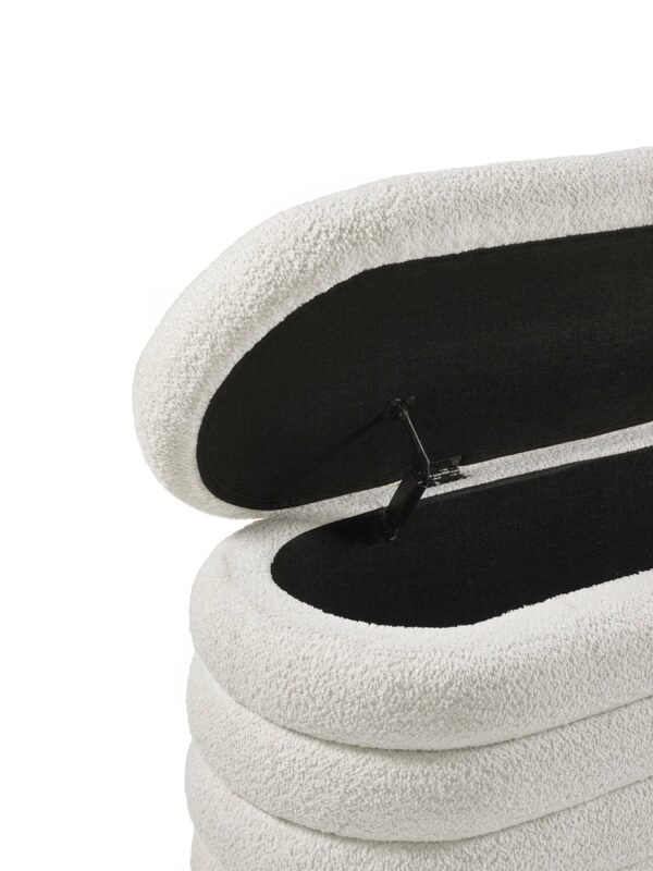 Hailey Ivory Boucle Upholstered Ottoman Storage Bench - Image 12