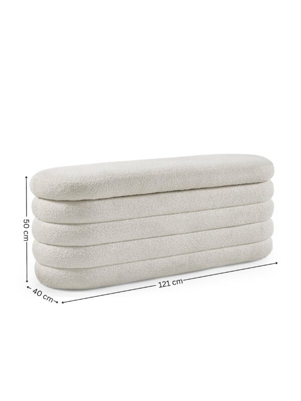 Hailey Ivory Boucle Upholstered Ottoman Storage Bench - Image 13