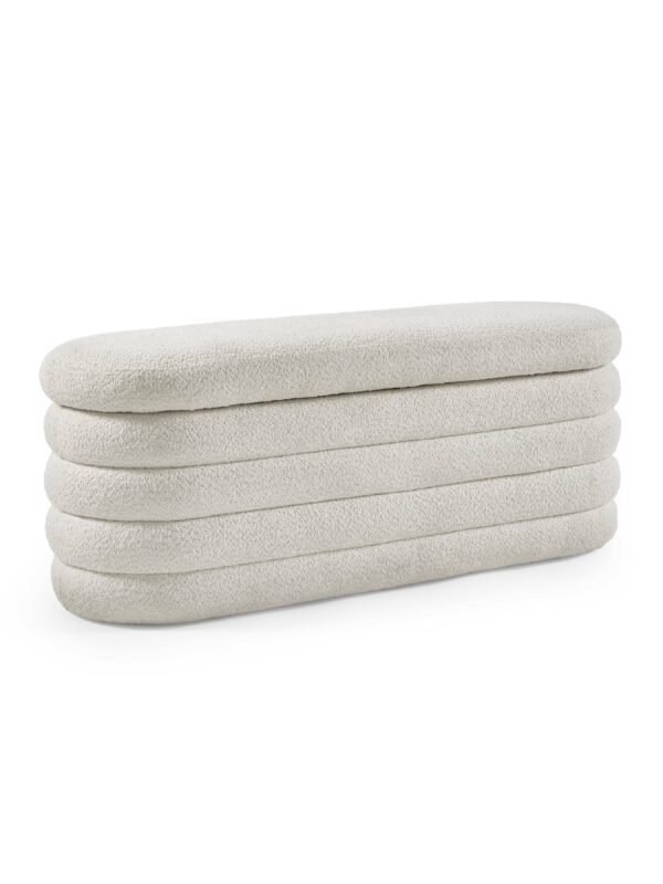 Hailey Ivory Boucle Upholstered Ottoman Storage Bench - Image 3