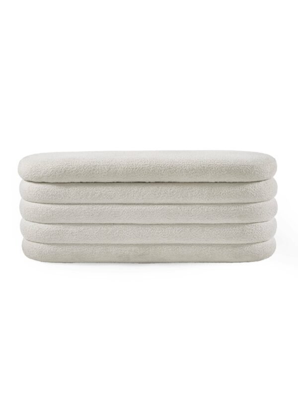 Hailey Ivory Boucle Upholstered Ottoman Storage Bench - Image 5