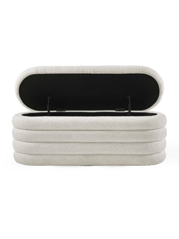 Hailey Ivory Boucle Upholstered Ottoman Storage Bench - Image 6