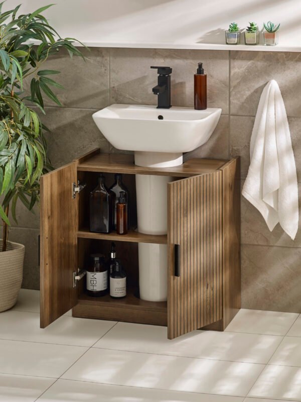 Hampshire Walnut Effect Under Sink Bathroom Storage Unit - Image 2