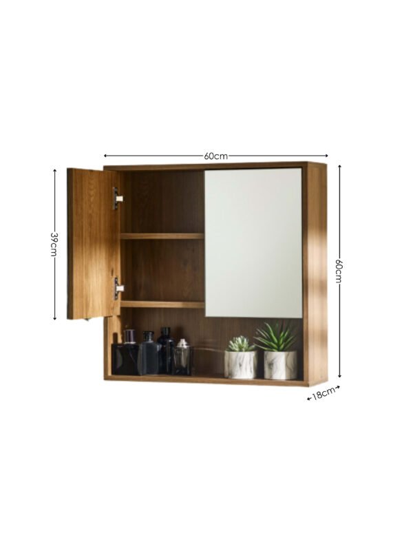 Hampshire Walnut Effect Mirrored Bathroom Wall Cabinet - Image 9