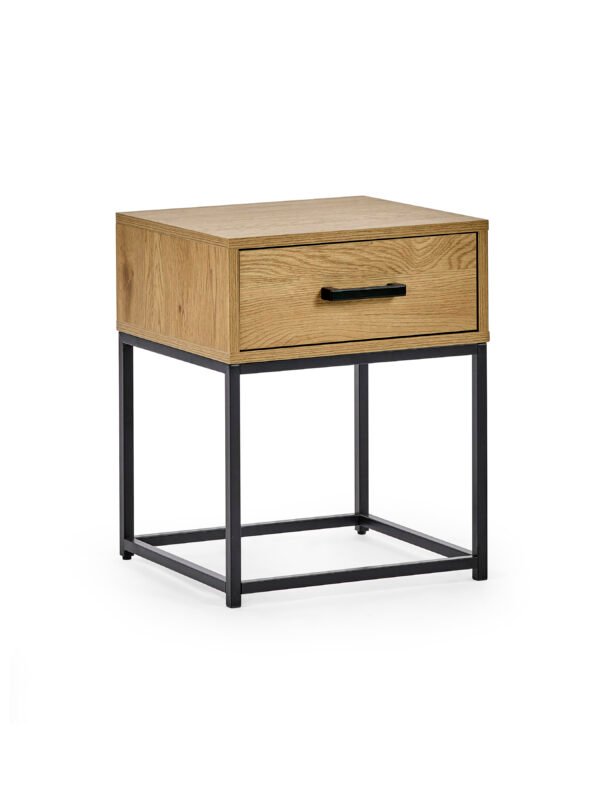 Harlow Light Oak Effect 1 Drawer Bedside Table - Image 3