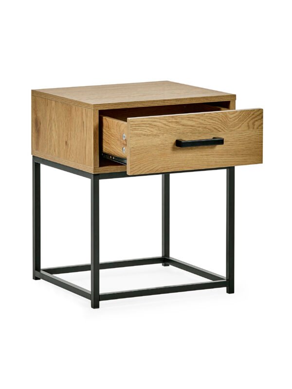 Harlow Light Oak Effect 1 Drawer Bedside Table - Image 4