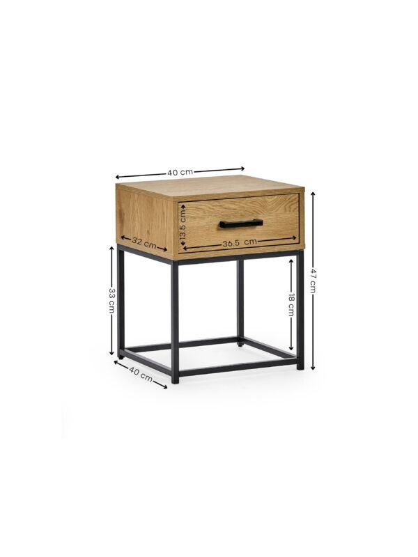 Harlow Light Oak Effect 1 Drawer Bedside Table - Image 9
