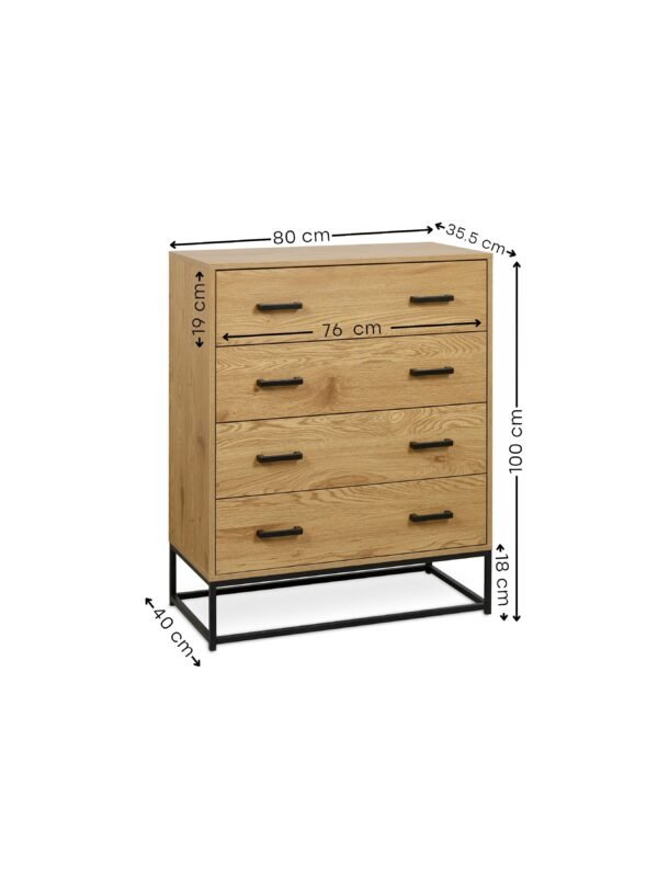 Harlow Light Oak Effect 4 Drawer Chest - Image 9