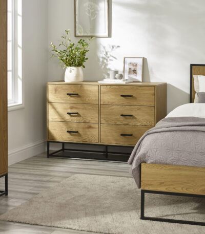 Harlow Light Oak Effect 6 Drawer Chest