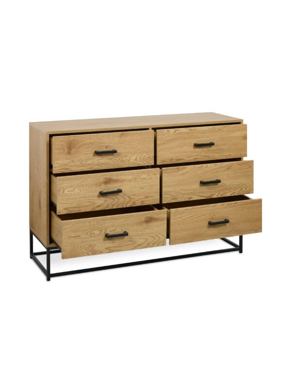 Harlow Light Oak Effect 6 Drawer Chest - Image 4