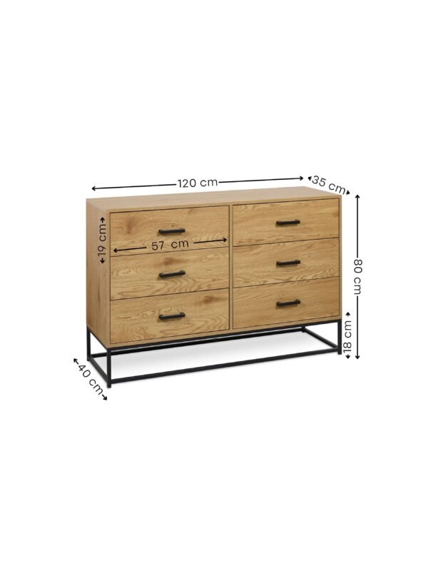 Harlow Light Oak Effect 6 Drawer Chest - Image 9
