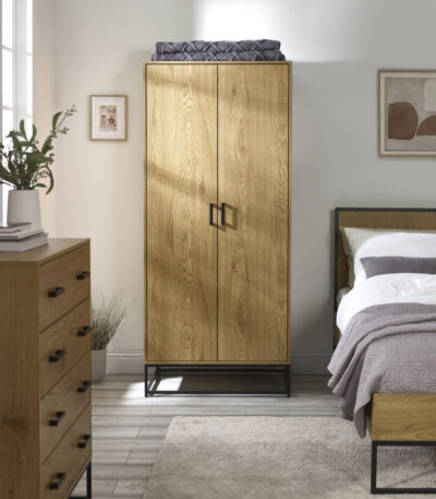 Harlow Light Oak Effect 2 Door Wardrobe