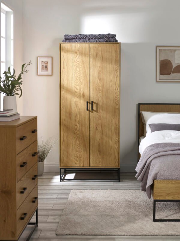 Harlow Light Oak Effect 2 Door Wardrobe
