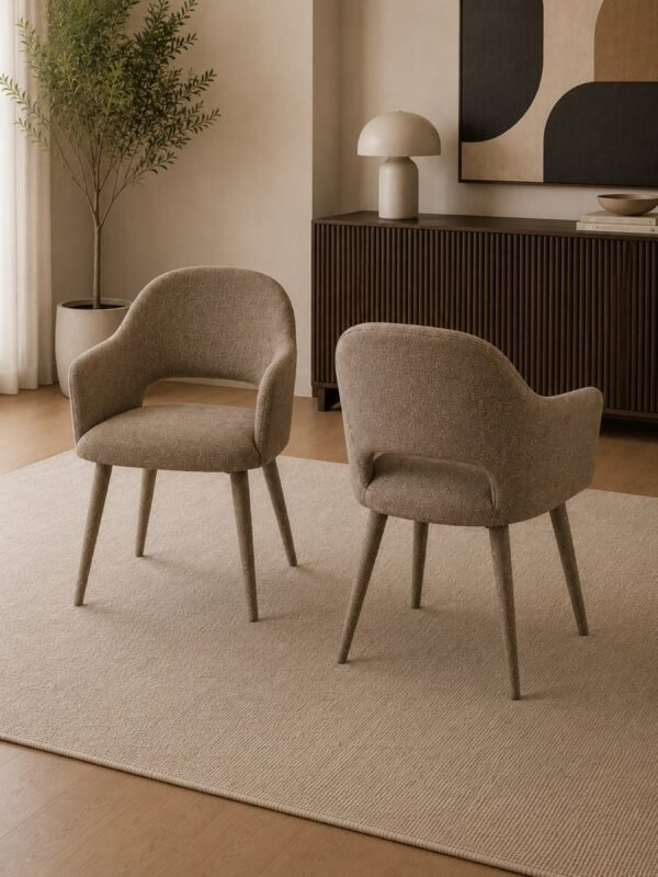 Hazel Upholstered Dining Chair (Set of 2) – Taupe Textured Fabric