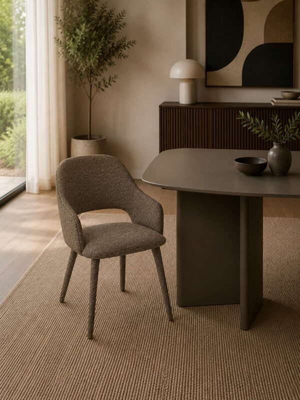 Hazel Upholstered Dining Chair (Set of 2) - Taupe Textured Fabric - Image 2