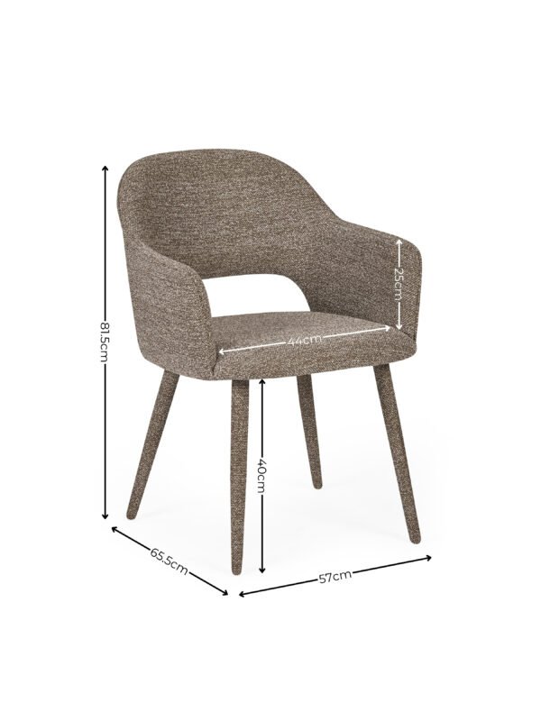 Hazel Upholstered Dining Chair (Set of 2) - Taupe Textured Fabric - Image 9