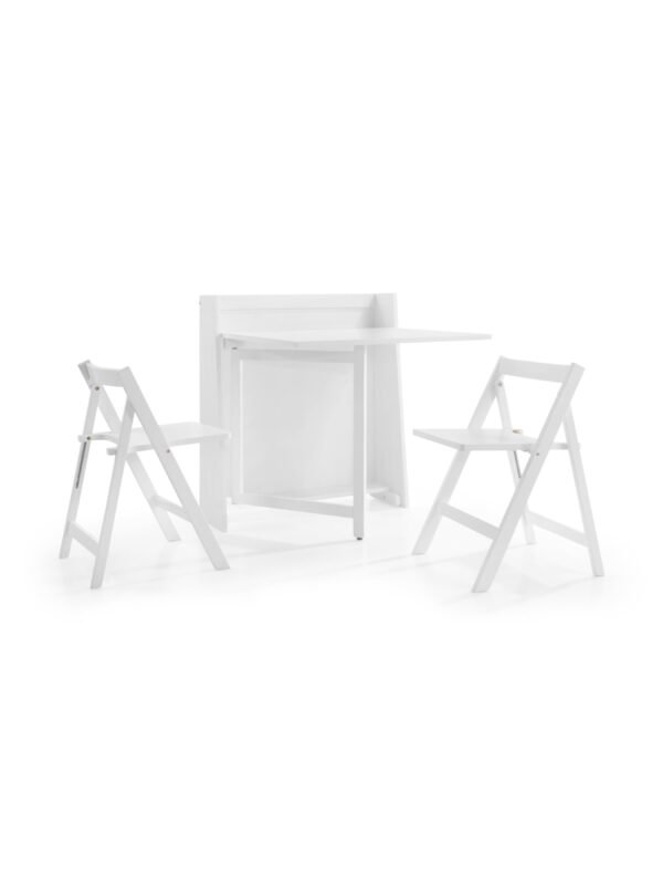 Helsinki 2 Seater Compact Drop Leaf Dining Set with Folding Chairs - Image 2