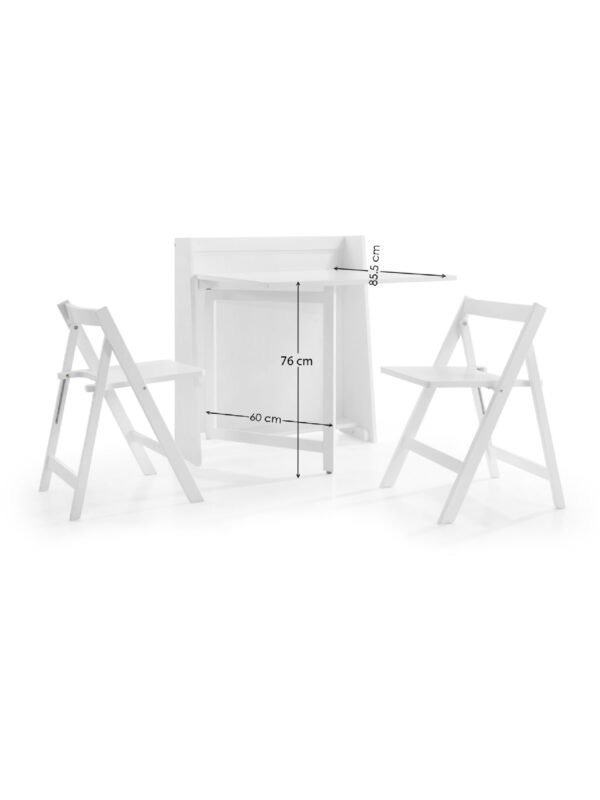 Helsinki 2 Seater Compact Drop Leaf Dining Set with Folding Chairs - Image 4