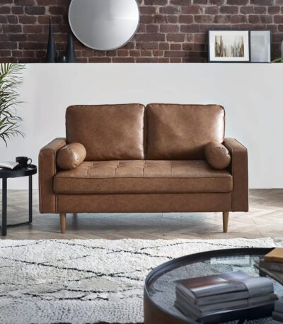 Henley Upholstered 2 Seater Sofa with Bolster Cushions