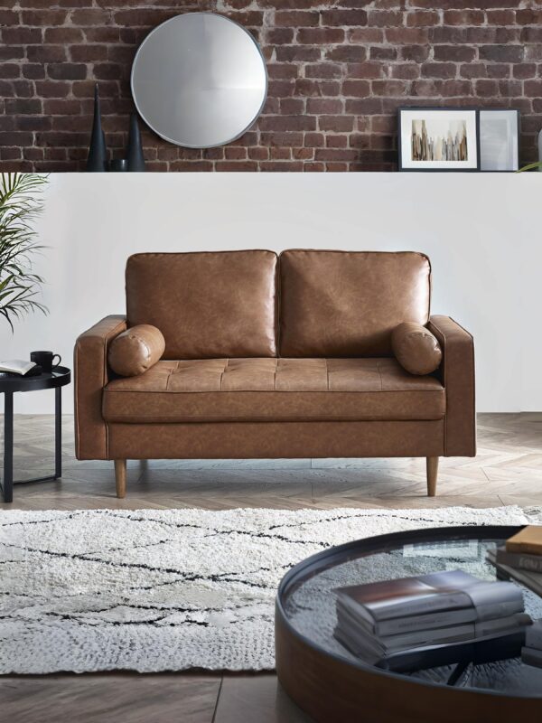 Henley Upholstered 2 Seater Sofa with Bolster Cushions