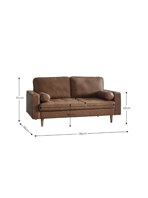 Henley Upholstered 3 Seater Sofa with Bolster Cushions - Image 5