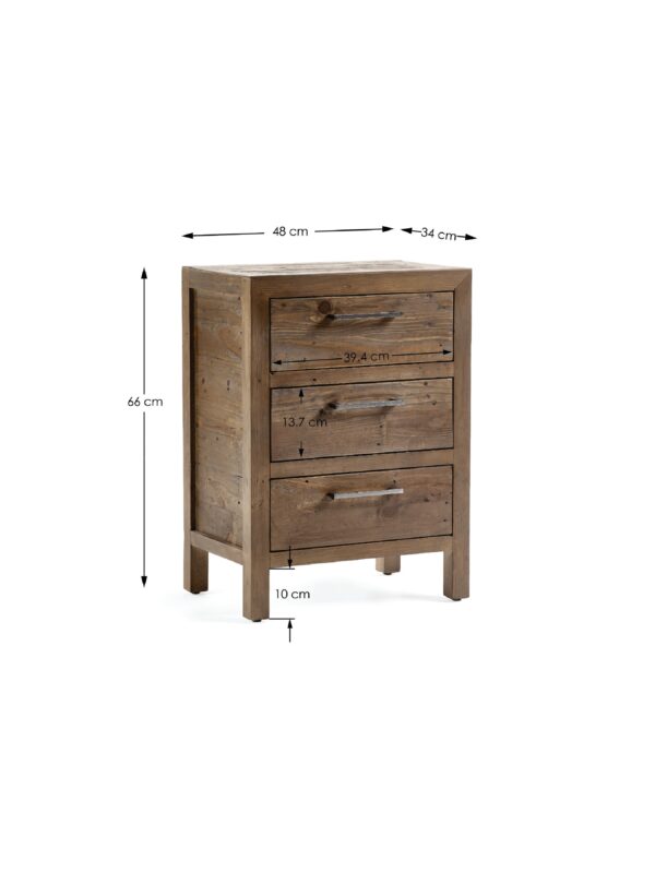 Heritage 3 Drawer Bedside - Image 8
